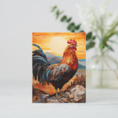 Chicken Rooster Art Briefkaart (Staand voorkant)