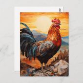 Chicken Rooster Art Briefkaart (Voorkant / Achterkant)