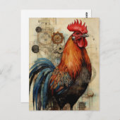 Chicken Rooster Art Briefkaart (Voorkant / Achterkant)