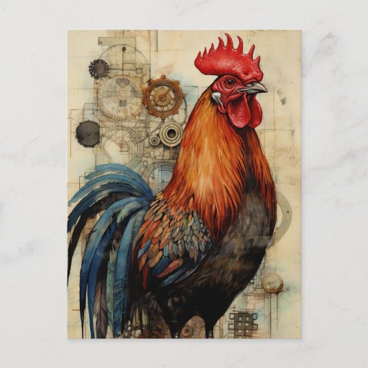 Chicken Rooster Art Briefkaart (Voorkant)