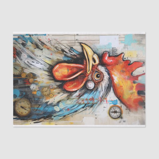 Chicken Rooster Art Decoupage Ephemera Tissuepapier (Voorkant)