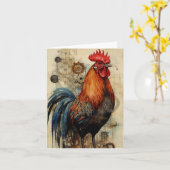 Chicken Rooster Art Kaart (Gele Bloem)