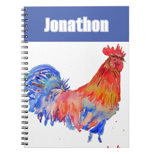 Chicken Rooster Bird Enfants Garçons Nom Carnet (Devant)