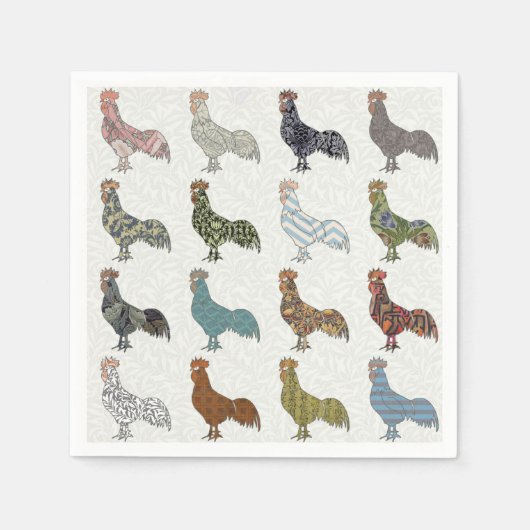 Chicken Rooster Colorful Pattern Boerderij Servetten (Voorkant)