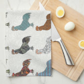 Chicken Rooster Colorful Pattern Boerderij Theedoek (Quarter Fold)