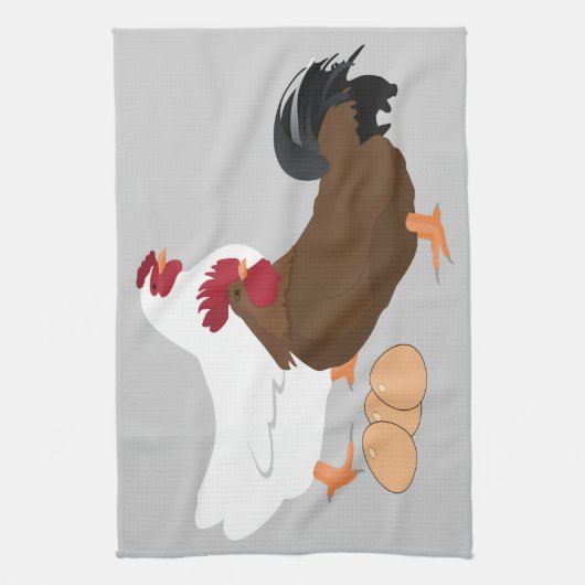 Chicken Rooster Eggs Kitchen Towel Theedoek (Verticaal)