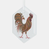 Chicken Rooster Gaphic Art-ontwerp Glas Ornament (Voorkant links)