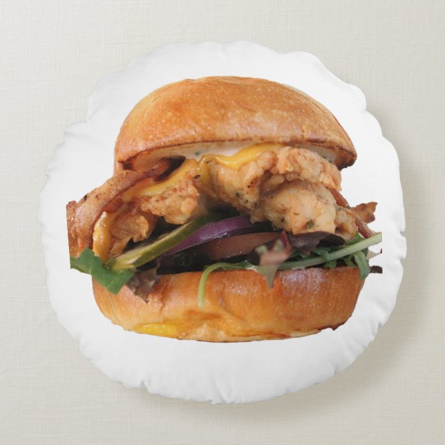 Chicken Sandwich Pillow Rond Kussen (Voorkant)