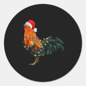 Chicken Santa Christmas Tree Funny Chicken Lover C Ronde Sticker (Voorkant)