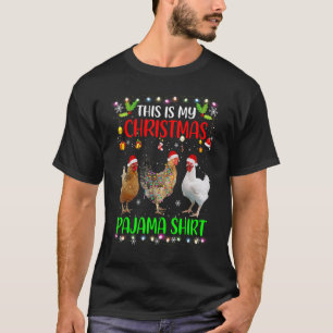 Chicken Santa Hat Lights Dit is mijn kerstpaj T-shirt