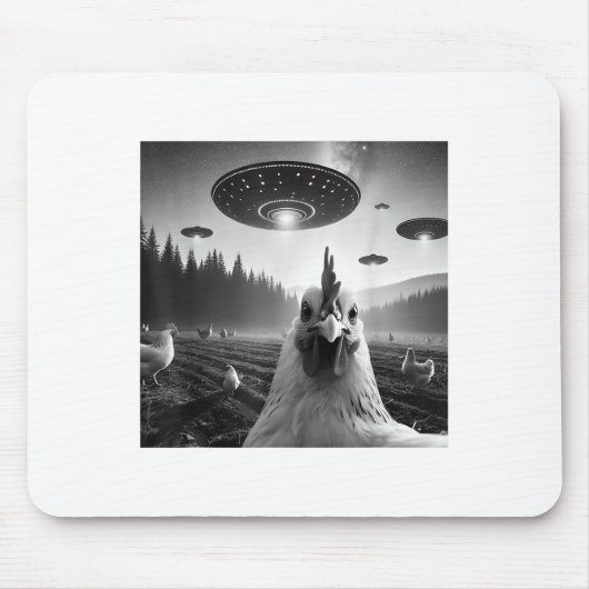 Chicken Selfie With Alien Ufo Tee Funny Gifts Men Muismat (Voorkant)