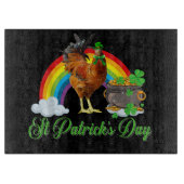 Chicken Shamrock St Patricks Day Chicken Irish Gif Snijplank (Voorkant)