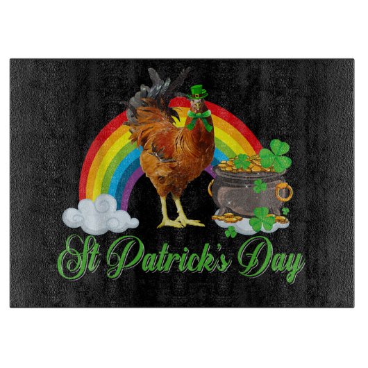 Chicken Shamrock St Patricks Day Chicken Irish Gif Snijplank (Voorkant)