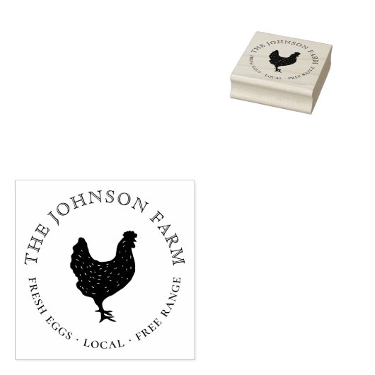 Chicken Silhouette Personalized Egg Rubberstempel (Gestempeld)