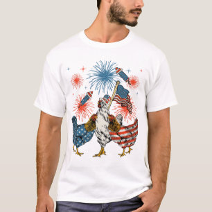 Chicken USA Flag Patriottische 4 juli Mannen T-shirt