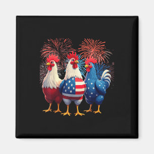 Chicken USA Flag Patriottische Grappige Kip 4e van Magneet