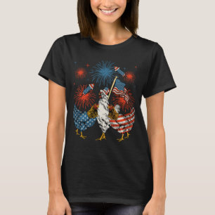 Chicken USA Vlag Patriottisch 4 juli Vrouwen T-shirt