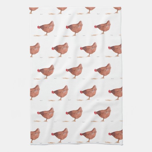 Chicken waterverf Land Rooster Boerderij Theedoek (Verticaal)