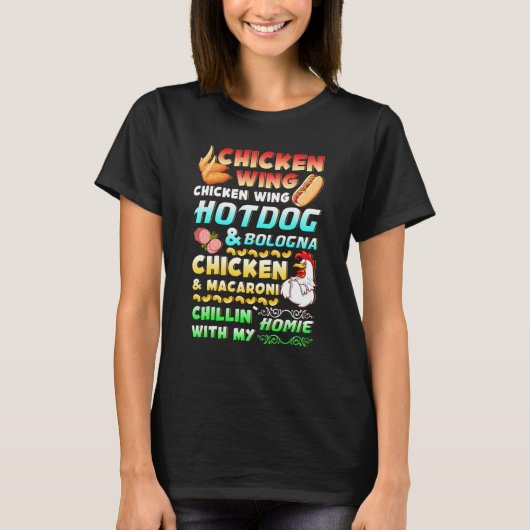 Chicken Wing Hot Dog en Bologna Viral Song Lyric T-shirt (Voorkant)