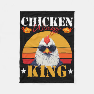 Chicken Wing King Retro Sunset Barbecue Buffalo Bb Fleece Deken