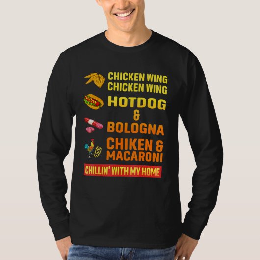 Chicken Wing Wing Hot Dog en Bologna T-shirt (Voorkant)
