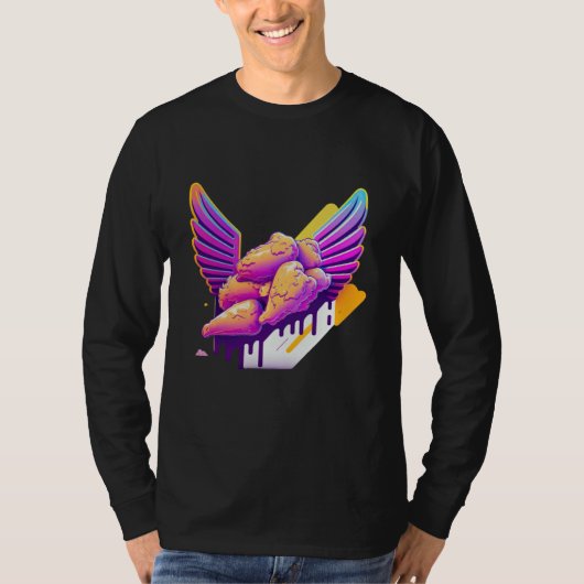 Chicken Wings Synthwave 80s Retrowave Aesthetic T-shirt (Voorkant)