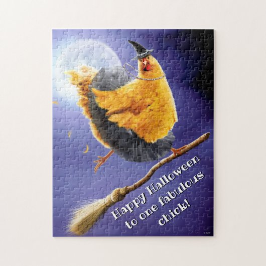 Chicken Witch op Broomstick Legpuzzel (Verticaal)