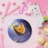 Chicken Witch op Broomstick Papieren Bordje (Feest)