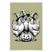 Chicken Witches Funny Halloween Witch Foto Afdruk (Voorkant)