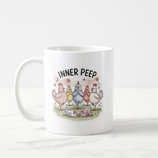 “Chicken Yoga” Funny Farm Animal Mug (Gauche)