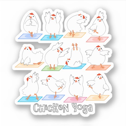 Chicken Yoga Vinyl Sticker (Voorkant)
