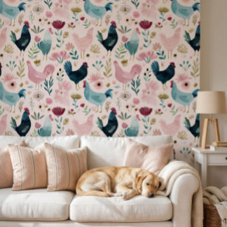 Chickens Cottagecore Behang