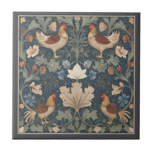 Chickens William Morris stijl  Chicken Tegeltje