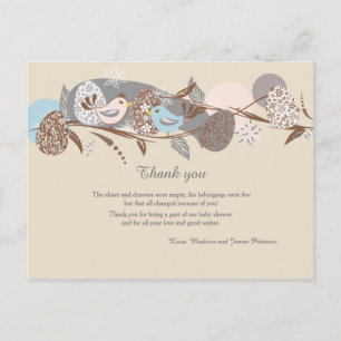 Chicks Couple Baby shower Bedankt Briefkaart
