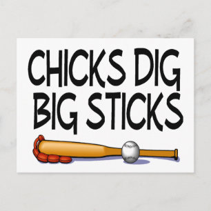 Chicks Dig Big Sticks Baseball Briefkaart