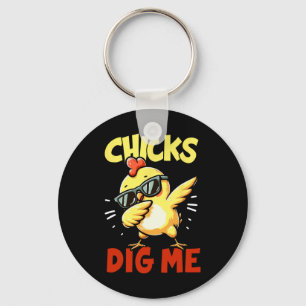Chicks Dig Me Easter Dabbing Easter Girls Boys Kin Sleutelhanger
