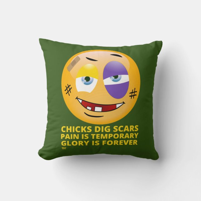 "CHICKS DIG SCARS" grappige emoji Kussen (Voorkant)
