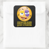 "CHICKS DIG SCARS" grappige emoji Vierkante Sticker (Tas)