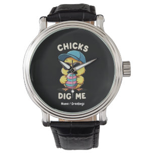 Chicks Graaf Me Happy Paasdag Grappig Kinder Cadea Horloge
