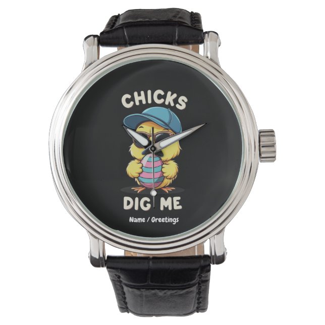 Chicks Graaf Me Happy Paasdag Grappig Kinder Cadea Horloge (Voorkant)