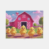 Chicks in Barnyard Happy Spring  Fleece Deken (Voorkant (Horizontaal))