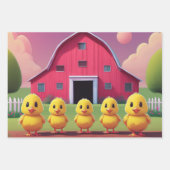 Chicks in Barnyard Happy Spring  Inpakpapier Vel (Voorkant 3)