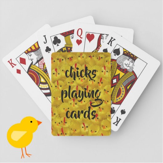 "Chicks Playing Cards" Leuke Gele Patronen Pokerkaarten
