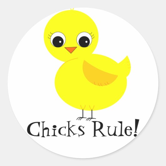 Chicks Rule! Ronde Sticker (Voorkant)