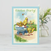 Chicky Wagon Pasen Feest Uitnodiging (Staand voorkant)
