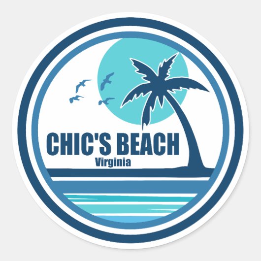 Chic's Beach Virginia Palm Tree Vogels Ronde Sticker (Voorkant)
