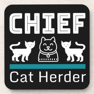 Chief Cat Herder Funny Bier Onderzetter
