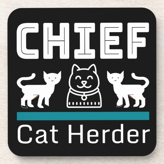 Chief Cat Herder Funny Bier Onderzetter (Voorkant)