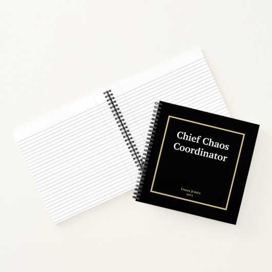 Chief Chaos Coordinator, Grappig, Zwart Goud Custo Notitieboek (Binnen)