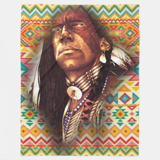 Chief Eagle Eyes Fleece Deken (Voorkant)